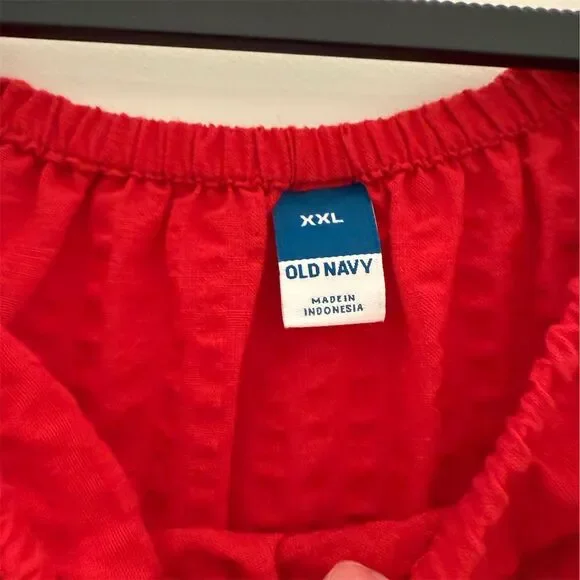 Old Navy Women's XXL Red Puff Sleeve Babydoll Blouse Casual Top - Picture 2 of 3